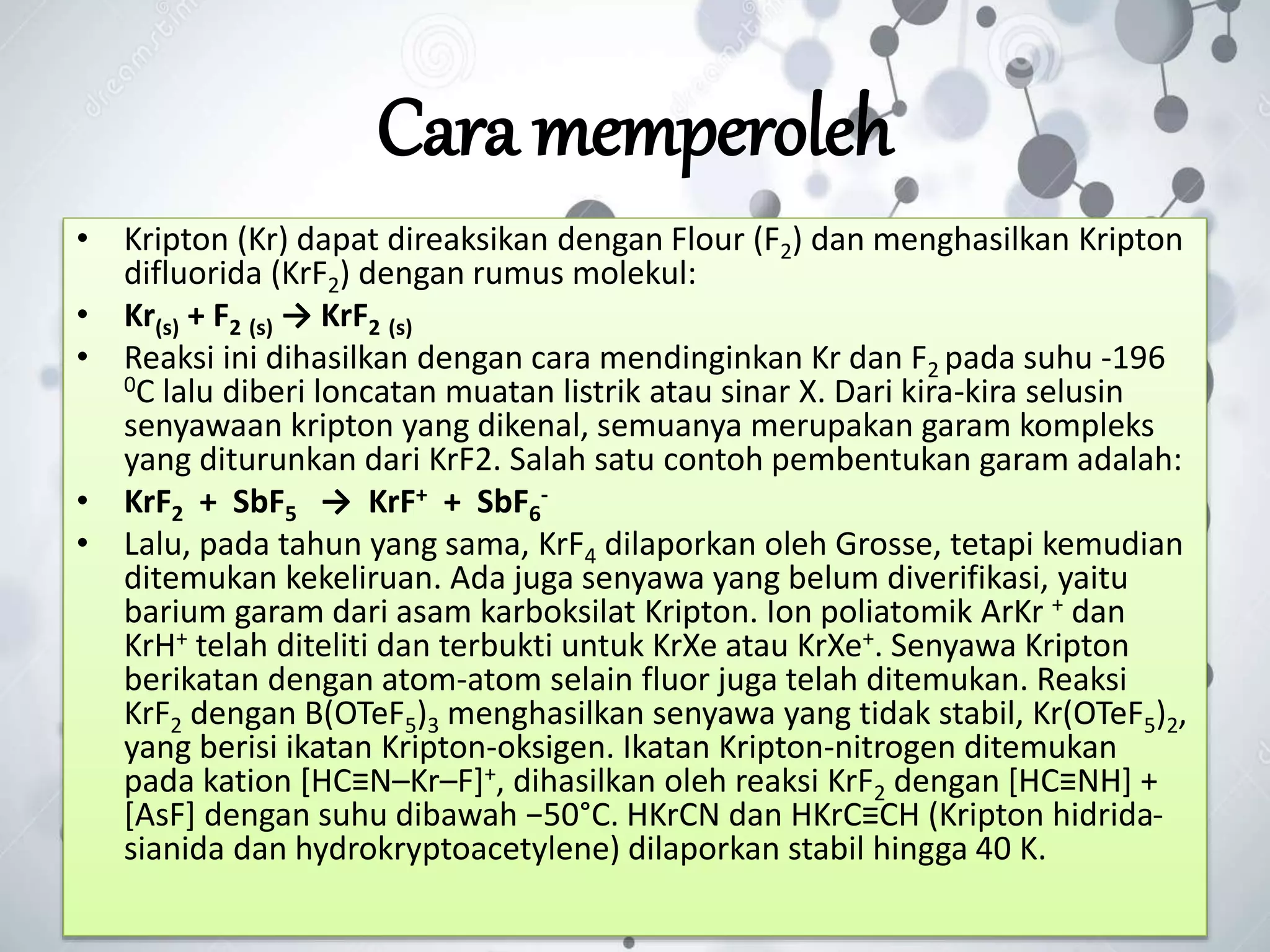 Kimia Unsur : Gas Mulia - Golongan VIII A | PPTX