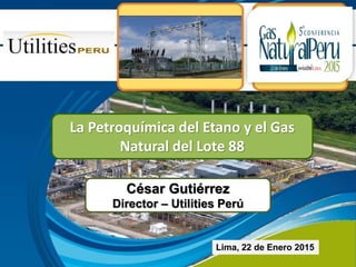 César Gutiérrez
Director – Utilities Perú
Lima, 22 de Enero 2015
La Petroquímica del Etano y el Gas
Natural del Lote 88
 