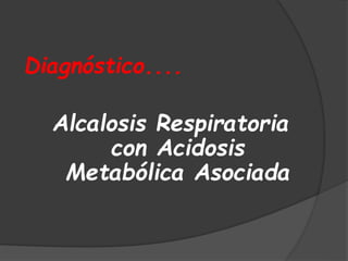 Diagnóstico....
Alcalosis Respiratoria
con Acidosis
Metabólica Asociada
 