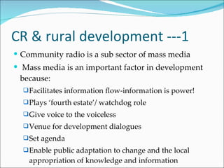 Media For Rural Development Community Radio & Rural Development | PPT