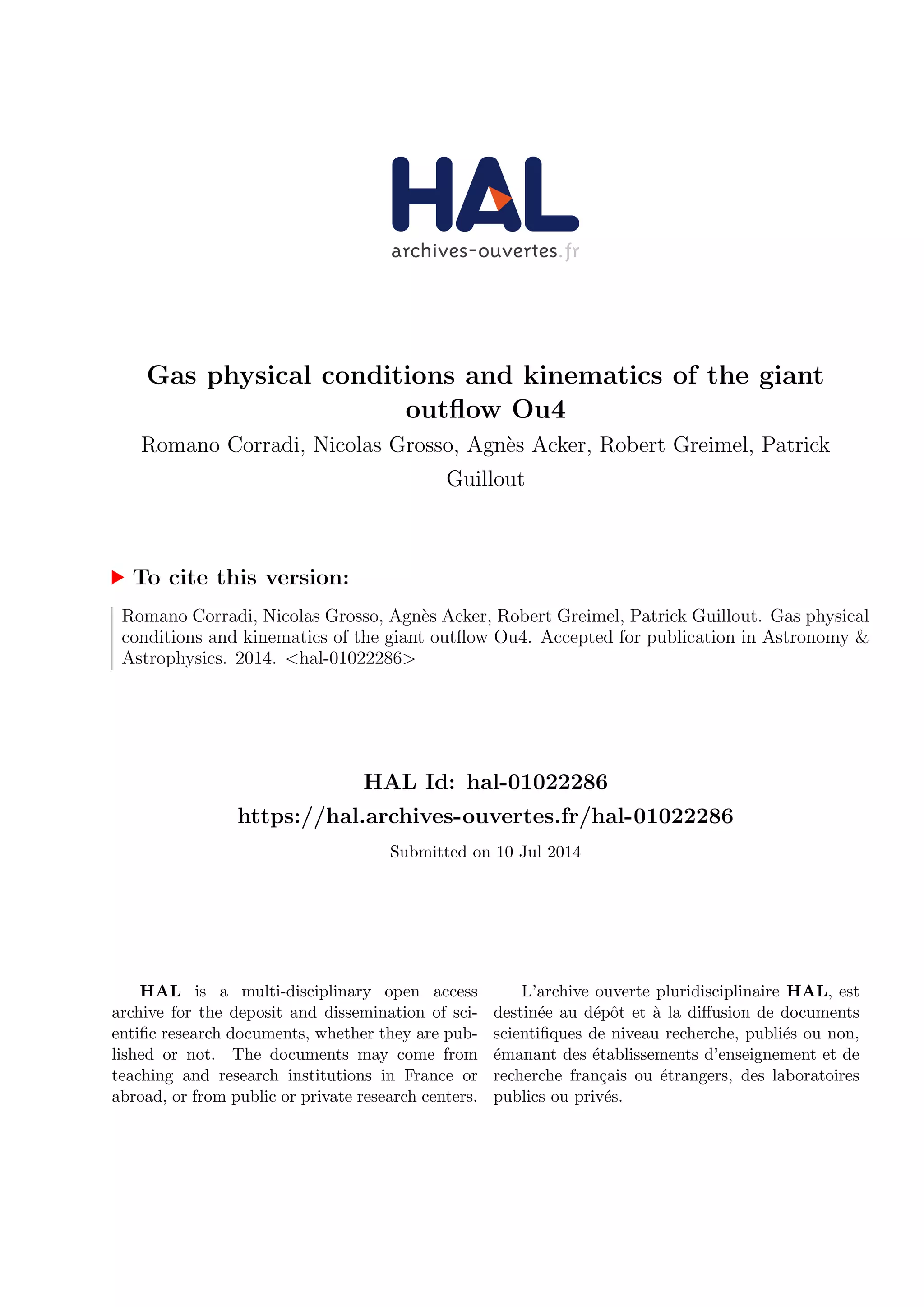 Gas physical conditions_and_kinematics_of_the_giant_outflow_ou4 | PDF