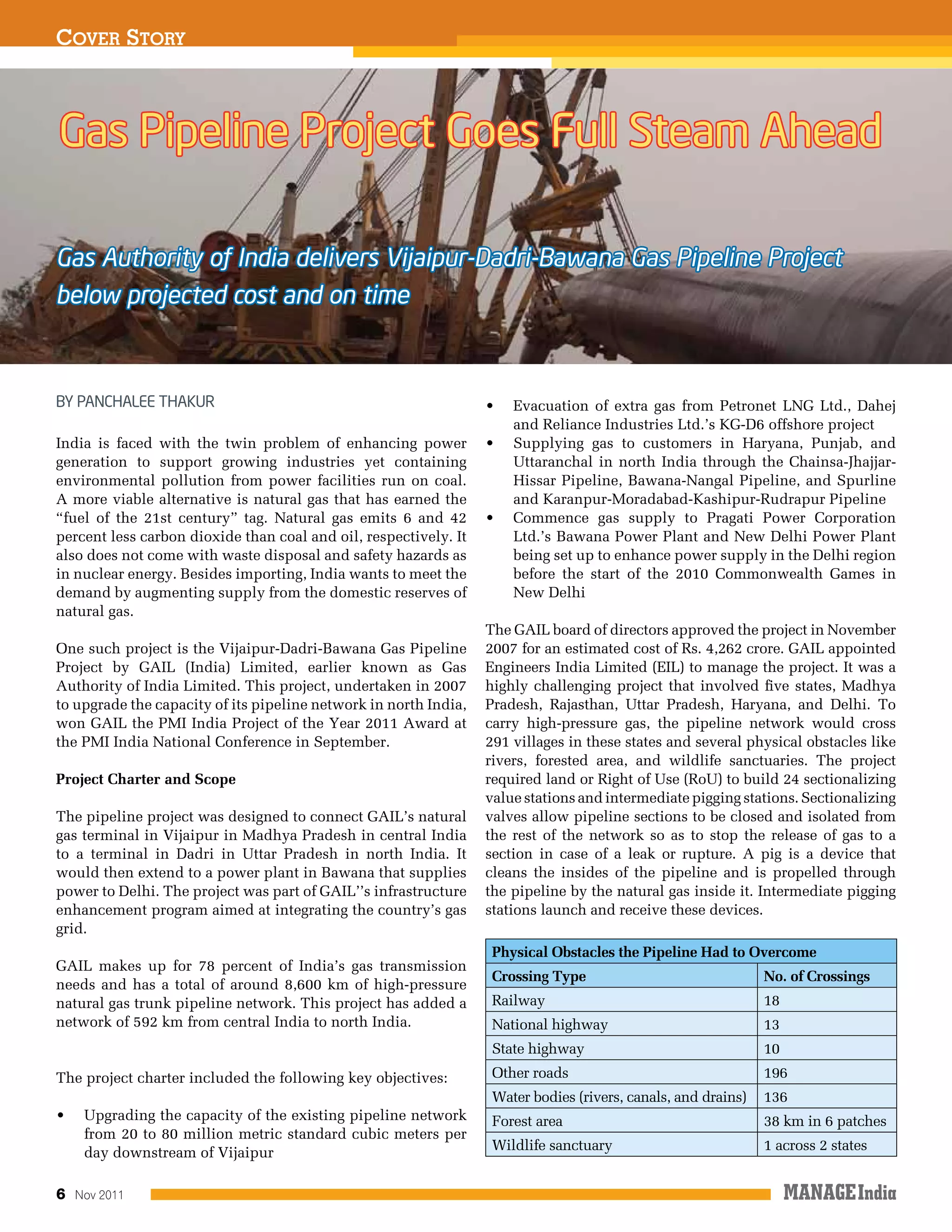 Gas pipeline project goes full steam ahead india | PDF
