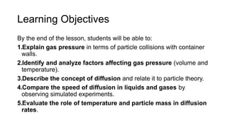 Gas Pressure and Diffusion for lower secondary physics | PPTX