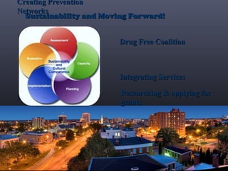 Sustainability and Moving Forward!Sustainability and Moving Forward!
Drug Free CoalitionDrug Free Coalition
Creating PreventionCreating Prevention
NetworksNetworks
Integrating ServicesIntegrating Services
Researching & applying forResearching & applying for
grantsgrants
 
