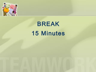 BREAK
15 Minutes
 