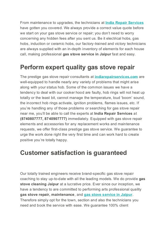 Gas stove service and repair