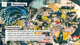 ..Communicatie..
..•..Kan geïnspireerd worden door een onderwerp en dan..
......ineens over iets anders beginnen..
..•..Vinden het lastiger een idee over te brengen op..
......anderen omdat ze al pratend soms tot nieuwe inzichten..
......komen en dan niet bij hun onderwerp blijven..
..Perceiving..
 