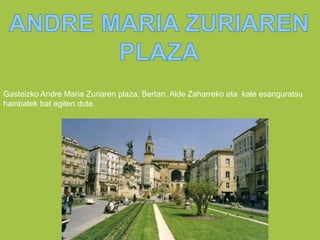 Gasteizko Andre Maria Zuriaren plaza. Bertan, Alde Zaharreko eta kale esanguratsu
hainbatek bat egiten dute.
 