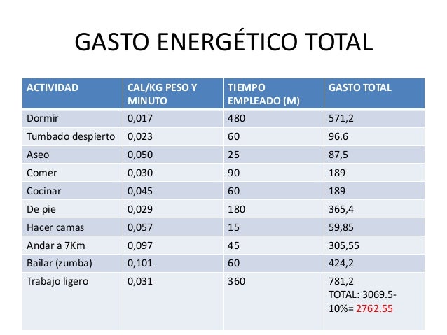 Gasto Energ tico Total