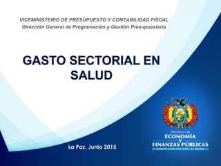 La Paz, Junio 2015
VICEMINISTERIO DE PRESUPUESTO Y CONTABILIDAD FISCAL
Dirección General de Programación y Gestión Presupuestaria
 