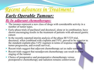 The difference between D1 and D2 operations depend upon the tiers of lymph node removed. In general, D1 resection involves the removal of perigastricnodes while D2 resection involves removal of the lymph nodes along the major arterial trunks along with the perigastric nodes. 