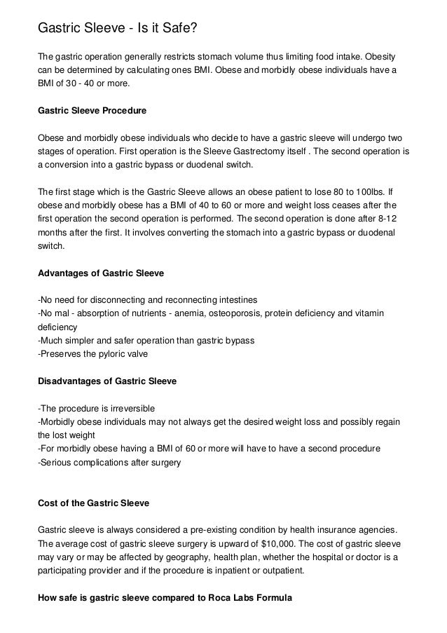 Gastric Sleeve Is it Safe?