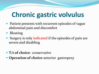 Gastric volvulus and other types of volvulus | PPTX