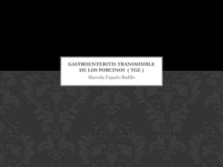 GASTROENTERITIS TRANSMISIBLE
    DE LOS PORCINOS ( TGE )
       Marvelia Fajardo Badillo
 