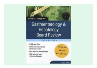 Gastroenterology and Hepatology Board Review: Pearls of Wisdom, Third Edition description book Publisher's Note: Products purchased from Third Party sellers are not guaranteed by the publisher for quality, authenticity, or access to any online entitlements included with the product. An intense, streamlined review for the gastroenterology board examGatroenterology and Hepatology Board Review: Pearls of Wisdom, 3e is a unique question and single-answer review for gastroenterology in-service and board exams. The book features about 3,500 questions with only the correct answer provided, reinforcing the answer students need to remember on exam day. Emphasis is placed on distilling key facts and clinical pearls essential for exam success.FeaturesNEW chapter organization by anatomy to help poinpoint areas of weaknessFULL COLOR image galleryNEW chapters on Radiography and Endoscopy ************************* note: The download can be done on the last page or in the picture above
 