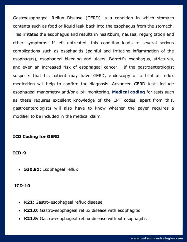 Gastroesophageal Reflux Disease (GERD) – Diagnosis and Coding Gastroesophageal Reflux Disease (GERD) – Diagnosis and Coding