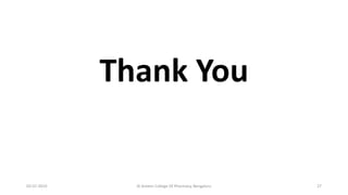 Thank You
02-07-2019 Al Ameen College Of Pharmacy, Bengaluru 27
 