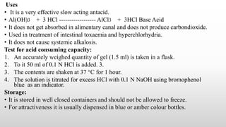 Hyperchlorhydria Gastrointestinal agents.Pharmaceutical Inorganic chemistry UNIT-III ...