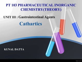 PT 103 PHARMACEUTICAL INORGANIC
CHEMISTRY(THEORY)
KUNAL DATTA
UNIT III : Gastrointestinal Agents
Cathartics
 