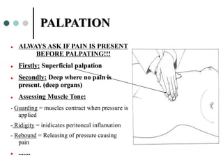 Palping Gastrointestinal (GI) examination. Seminar ppt. | PPT
