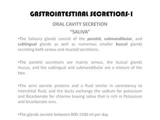Gastrointestinal secretions 1 | PPTX