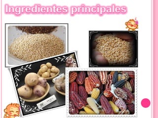 La comida AndinaLos Andes son el origen de milenarias culturas y con ellas el sabor de la cocina peruana.En esta parte alta del país, la alimentación principal continúa siendo el maíz, la papa y multiplicidad de tubérculos. Productos introducidos como el arroz, el pan y las pastas hoy son también de consumo popular. La variedad de carnes consumida se ha enriquecido con vacunos, porcinos y ovinos; En lugares muy elevados como Huancavelica aún se consume carne de llama, de alpaca, y animales silvestres.La variedad y riqueza de la comida andina es similar a la de la comida costeña. Desde el cuy chactado a la sopa de morón y de la papa a la huancaína a la sopa chairo, a más de postres y granos sumamente originales que se consumen frescos o cocidos de diversas maneras. El caldo de cabeza y las costillas de carnero doradas son mínima muestra de un vasto catálogo que apenas si se ha difundido.