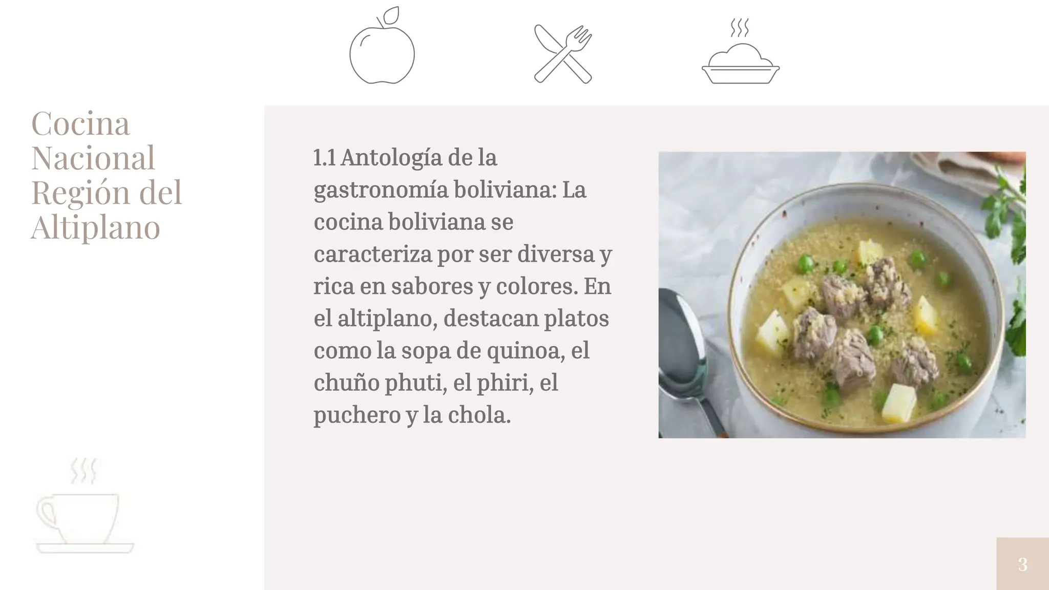 LA GASTRONOMÍA II Región del altiplano - Región de valles - Región  norte.pptx