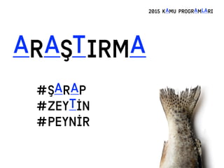 ARAŞTIRMA
2015 KAMU PROGRAMLARI
#ŞARAP
#ZEYTİN
#PEYNİR
 