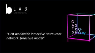 “First worldwide inmersive Restaurant
network franchise model”
 