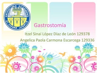 Gastrostomía
Itzel Sinaí López Díaz de León 129378
Angelica Paola Carmona Escarcega 129336
 