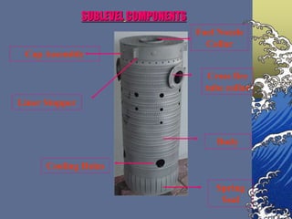 Spring
Seal
Body
Cross fire
tube collar
Cooling Holes
SUBLEVEL COMPONENTS
Cap Assembly
Fuel Nozzle
Collar
Liner Stopper
 