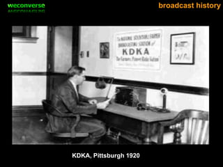 sociala medier                           broadcast history




                 KDKA, Pittsburgh 1920
 