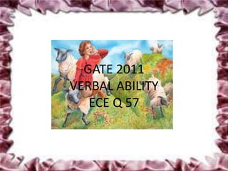 GATE 2011
VERBAL ABILITY
   ECE Q 57
 