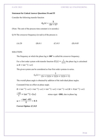 GATE 2013 CHEMICAL ENGINEERING Solutions | PDF