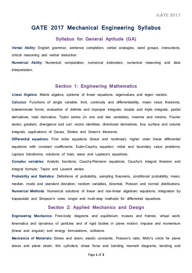 GATE 2014 SYLLABUS MECHANICAL DOWNLOAD GATE 2014 SYLLABUS MECHANICAL DOWNLOAD