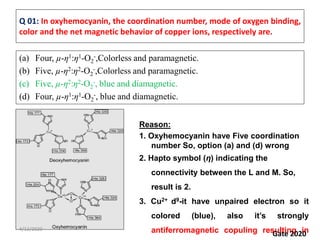 CSIR-Gate Bio-inorganic chemisry question (2019-2020) | PPTX