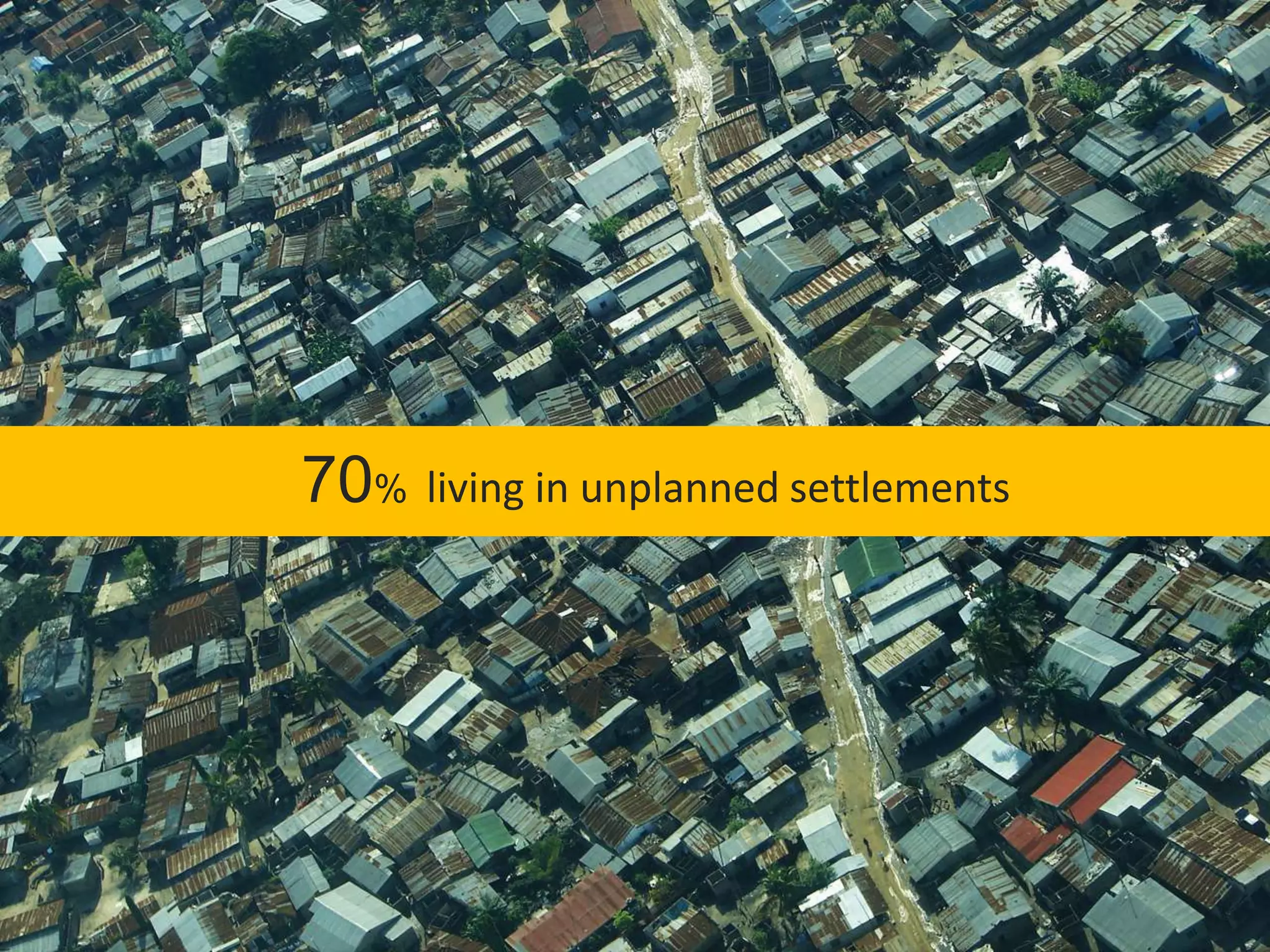 70%living in unplanned settlements