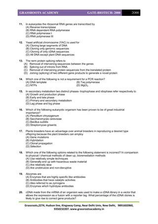 Gate Biotechnology Technical Section Notes.pdf Gate bt papers | PDF