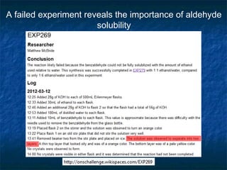 A failed experiment reveals the importance of aldehyde
                       solubility
 