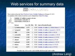 Web services for summary data




                      (Andrew Lang)
 