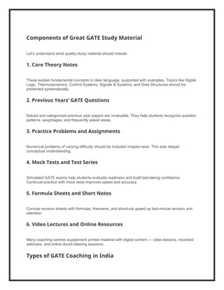 Comprehensive GATE Coaching in India with Updated Study Material for ...