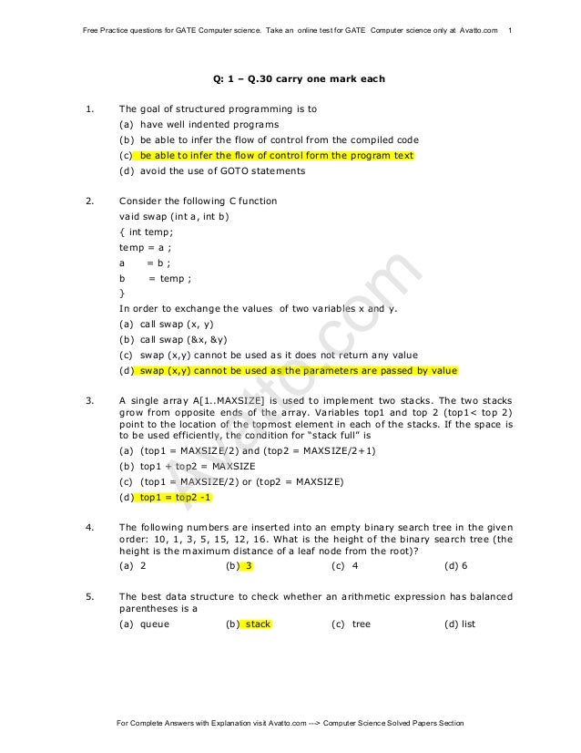 Gate Computer Science Solved Paper 2004 Gate Computer Science Solved Paper 2004