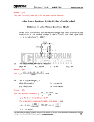 Gate ece question paper with answers 2011