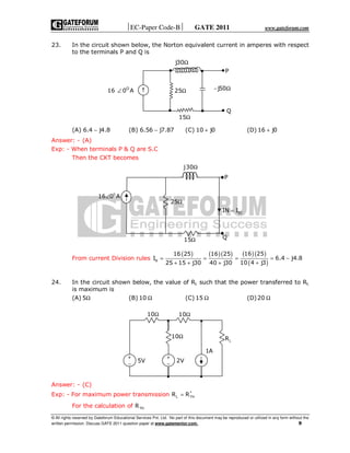Gate ece question paper with answers 2011
