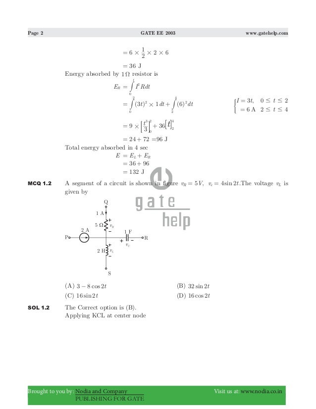 Gate Ee 03 With Solutions