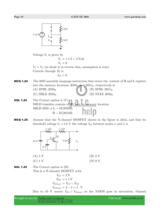 Gate ee 2005 with solutions | PDF