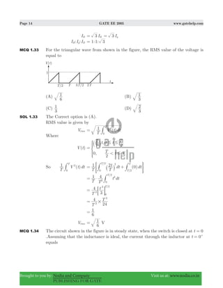 Gate ee 2005 with solutions | PDF