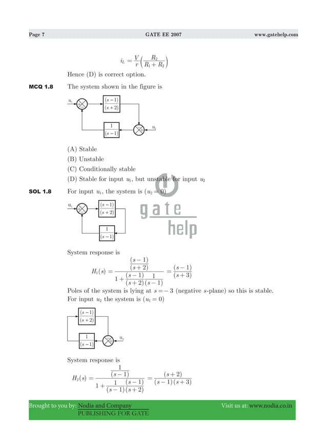 Gate ee 2007 with solutions | PDF