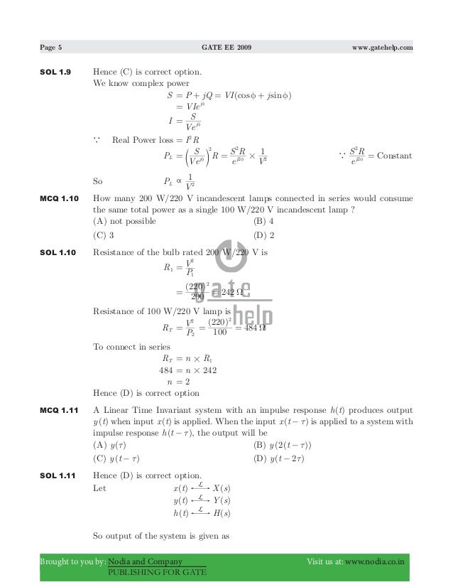 Gate Ee 09 With Solutions