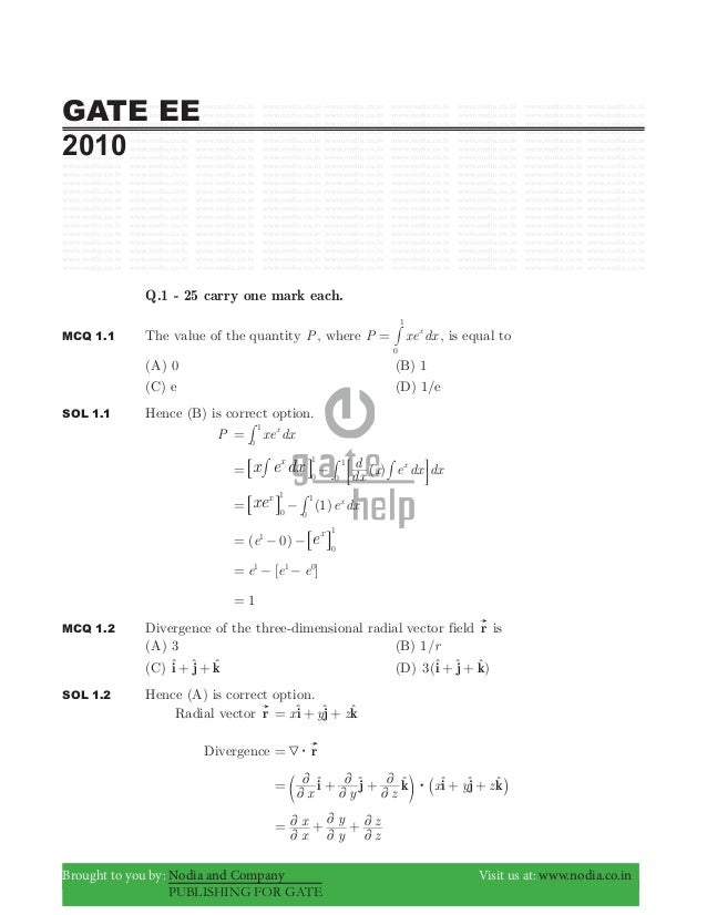 Gate Ee 10 With Solutions